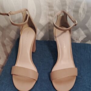Kelly & Katie Beige Ankle Strap Heels